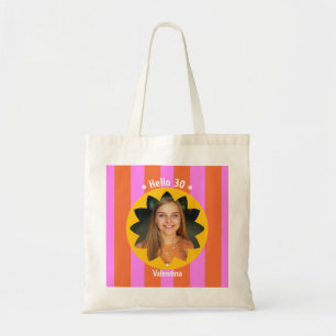 30th birthday colorful photo pink yellow trendy tote bag