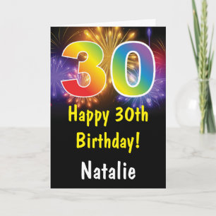 30th Birthday Colorful Rainbow Fireworks Card