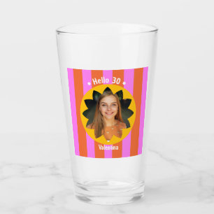 30th birthday colourful photo pink yellow trendy glass