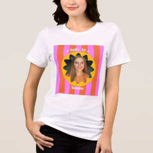 30th birthday colourful photo pink yellow trendy Tri-Blend shirt