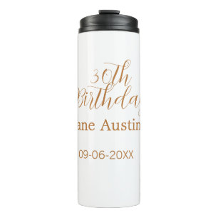 30th birthday copper brown simple stylish name dat thermal tumbler