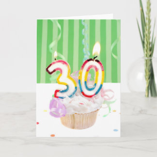 30th birthday cupcake with candles card