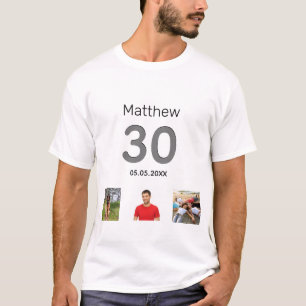30th birthday custom photo monogram guy T-Shirt
