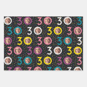 30th Birthday Customise Photo Wrapping Paper Sheet