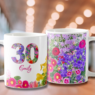 30th Birthday Daughter Gift – Floral Number 30 Coffee Mug