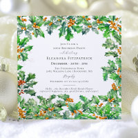 30th Birthday December Birth Flower Holly Square