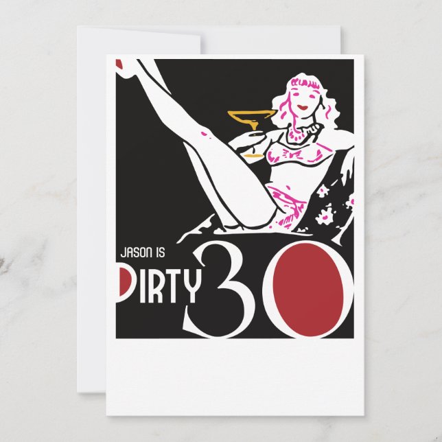 30th Birthday - Dirty 30 Invitation Swingers (Front)