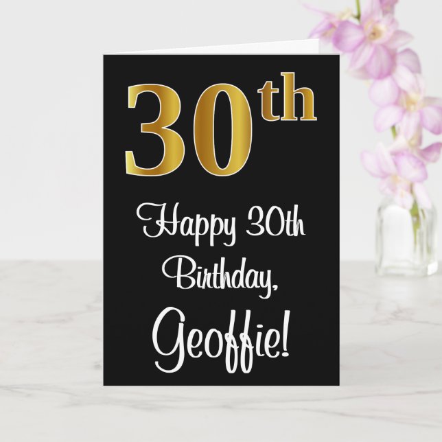 30th Birthday ~ Elegant Luxurious Faux Gold Look # Card (Orchid)