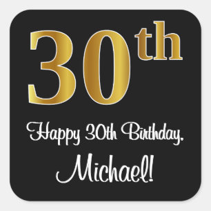 30th Birthday – Elegant Luxurious Faux Gold Look # Square Sticker