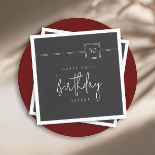 30th Birthday Elegant Minimalist Flat Black Napkin