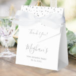 30th Birthday Elegant Silver Confetti White Favour Box<br><div class="desc">Thank birthday party guests with these elegant favour boxes,  featuring triangular silver confetti and the words "Thank You!" in grey script on a white background. Personalise them with the guest of honour's name in grey script,  along with the occasion and date in grey sans serif font.</div>