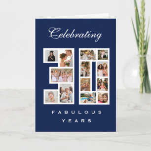 30th Birthday Fabulous Photo Collage Blue Card
