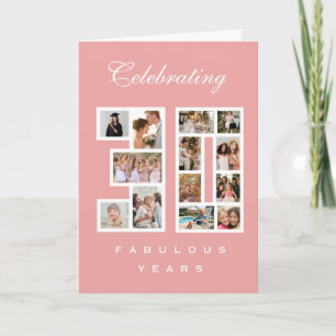 30th Birthday Fabulous Photo Collage Pink Card