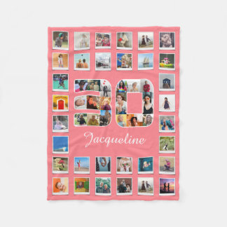 30th Birthday Family Photo Collage 49 Photographs Fleece Blanket