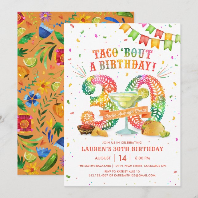 30th Birthday Fiesta Invitation (Front/Back)