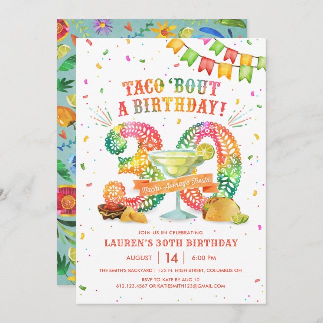 30th Birthday Fiesta Invitation (Front/Back)