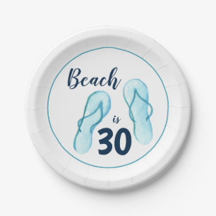 30th Birthday Flip Flops Beach Party Paper Plate