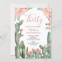 30th Birthday Floral Cactus Succulent Thirty