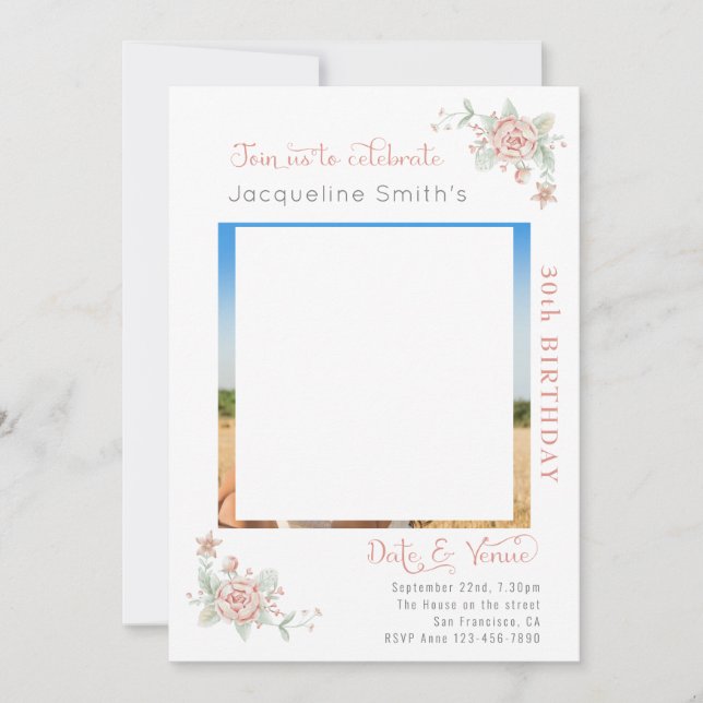 30th Birthday Floral Invitation (Front)