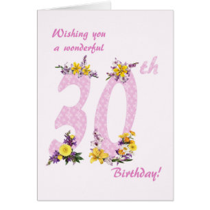 30th Birthday Flower Decorated Numbers