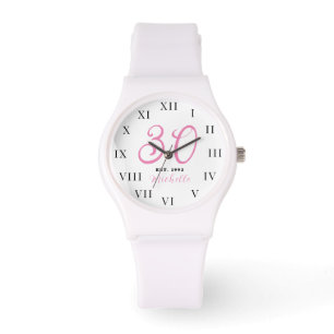 30th Birthday for Her Thirty Pink Girly Elegant Watch