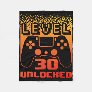 30th Birthday For Men Level 30 Unlocked Gamer 30 Y Fleece Blanket