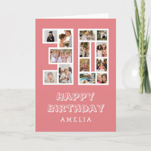 30th Birthday Fun Pink Photo Collage Greeting Card