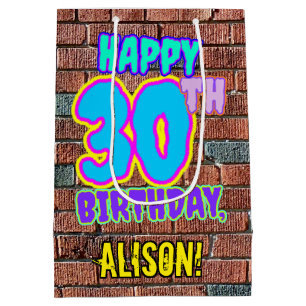30th Birthday: Fun, Urban Graffiti Inspired Look Medium Gift Bag