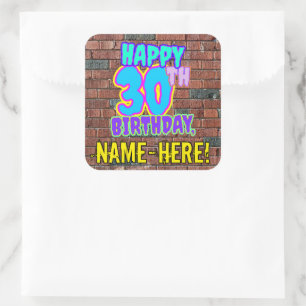 30th Birthday – Fun, Urban Graffiti Inspired Look Square Sticker