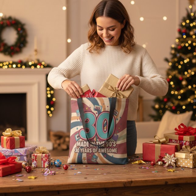 30th Birthday Gift Retro 90s Awesome 30 Years Tote (Creator Uploaded)