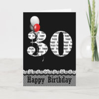 30th Birthday Gingham Border with Balloons