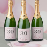 30th Birthday Girl Blush Pink Silver 30 Balloon Sparkling Wine Label<br><div class="desc">For the birthday girl that's reached the lovely age of 30. Have a drink! The design features a number 30 silver balloon on a pretty pink background with space for the birthday girl's name and special date.</div>