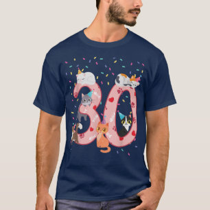 30th Birthday Girl cute Cat outfit 30 years old bd T-Shirt