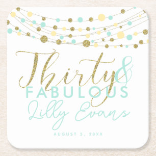 30th birthday gold and teal coasters customised