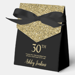 30th Birthday Gold Glitter Thank You Favour Box