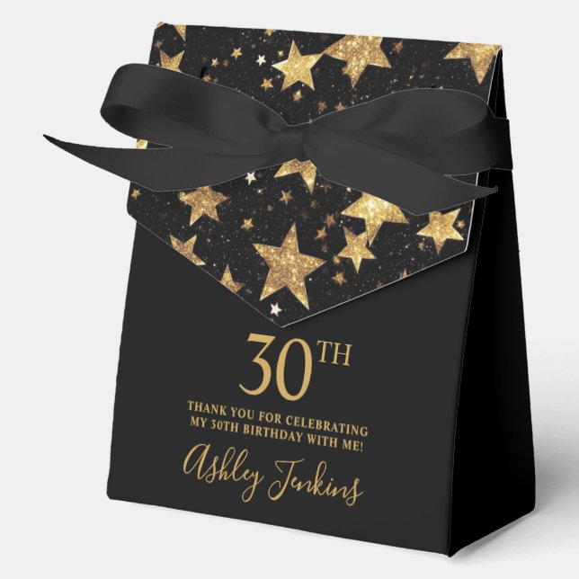 30th Birthday Gold Stars Thank You  Favour Box (Front)