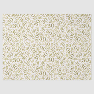 30th Birthday Gold/White Collage Number Pattern Tissue Paper