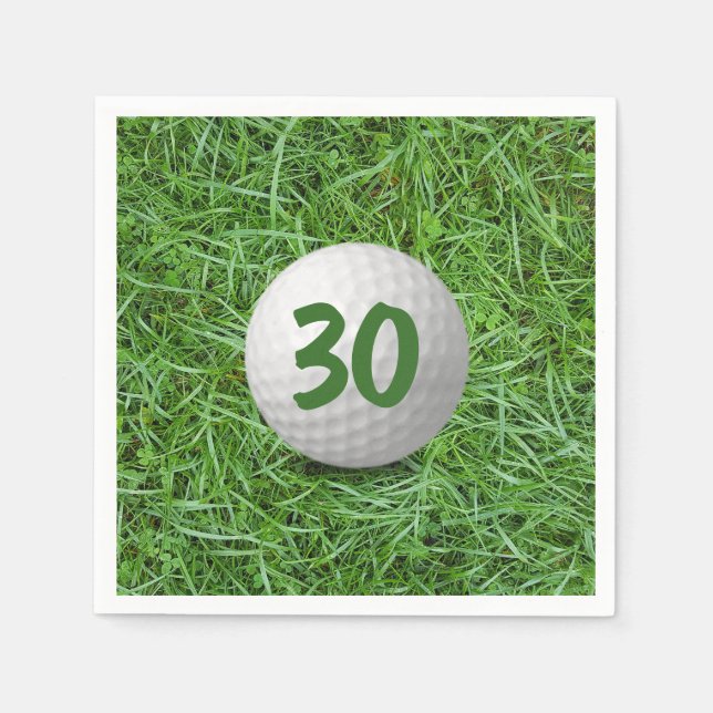 30th Birthday Golf Ball on Grass  Napkins (Front)