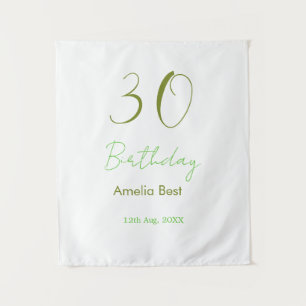30TH BIRTHDAY GREEN NAME DATE BOLD RETRO PASTEL SI TAPESTRY