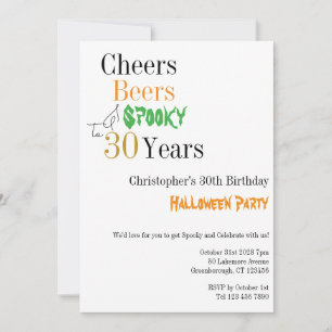 30th Birthday Halloween Cheers Spooky Party Invitation