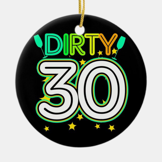 30th Birthday | Happy 30th Birthday Ceramic Tree Decoration (Front)