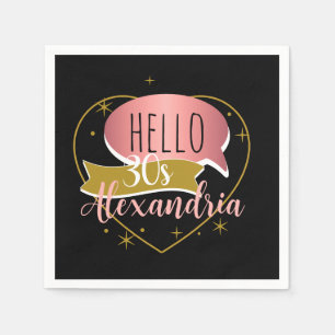 30th birthday hello 30 Personalized heart Napkin