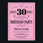 30th Birthday Invitation Black and Pink<br><div class="desc">30th Birthday Invitation Black and Pink Typography. Black and Pink Background. Adult Birthday. Male Men or Women Birthday. Kids Boy or Girl Lady Teen Teenage Bday Invite. 13th 15th 16th 18th 20th 21st 30th 40th 50th 60th 70th 80th 90th 100th. Any Age. For further customisation, please click the "Customise it"...</div>