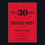 30th Birthday Invitation Black and Red<br><div class="desc">30th Birthday Invitation Black and Red Typography. Black and Red Background. Adult Birthday. Male Men or Women Birthday. Kids Boy or Girl Lady Teen Teenage Bday Invite. 13th 15th 16th 18th 20th 21st 30th 40th 50th 60th 70th 80th 90th 100th. Any Age. For further customisation, please click the "Customise it"...</div>