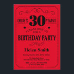 30th Birthday Invitation Black and Red<br><div class="desc">30th Birthday Invitation Black and Red Typography. Black and Red Background. Adult Birthday. Male Men or Women Birthday. Kids Boy or Girl Lady Teen Teenage Bday Invite. 13th 15th 16th 18th 20th 21st 30th 40th 50th 60th 70th 80th 90th 100th. Any Age. For further customisation, please click the "Customise it"...</div>