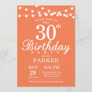 30th Birthday Invitation Coral