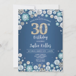 30th Birthday Invitation. Elegant Diamond Invite