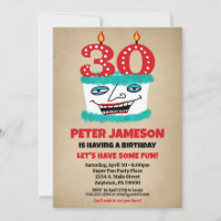 30th Birthday Invitation Funny Cake Casual Mens
