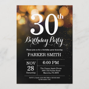 30th Birthday Invitation Gold Glitter