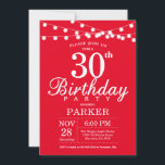 30th Birthday Invitation Red<br><div class="desc">30th Birthday Invitation with String Lights. Red Background. 13th 15th 16th 18th 20th 21st 30th 40th 50th 60th 70th 80th 90th 100th,  Any age. For further customisation,  please click the "Customise it" button and use our design tool to modify this template.</div>